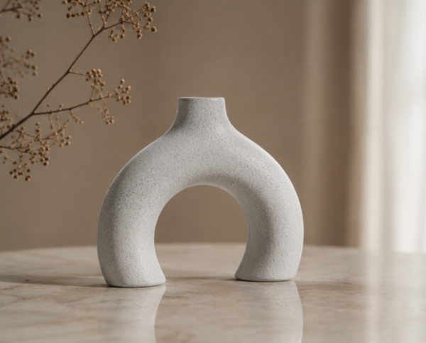 Hollow Moon Arch Art Vase | Light Gray
